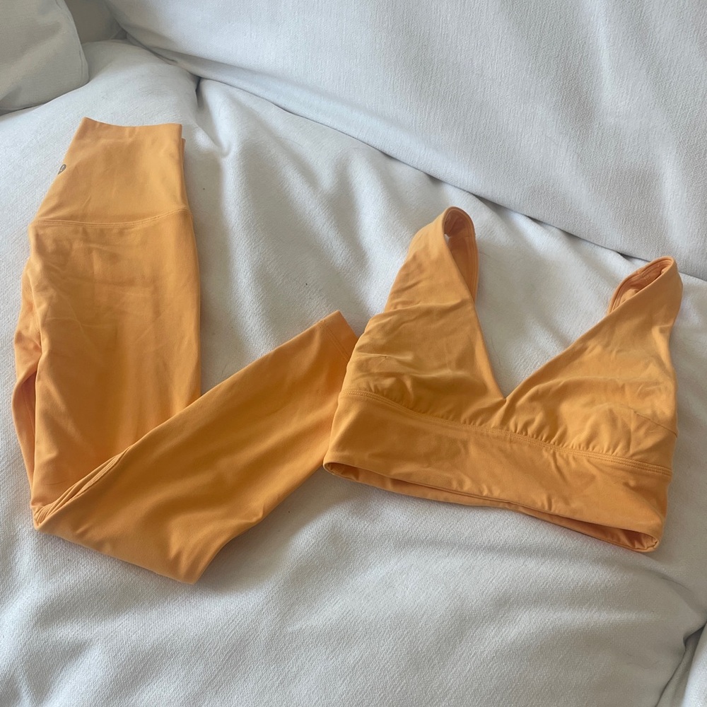 Lululemon Athletica Tangerine Sports Bra and Leggings